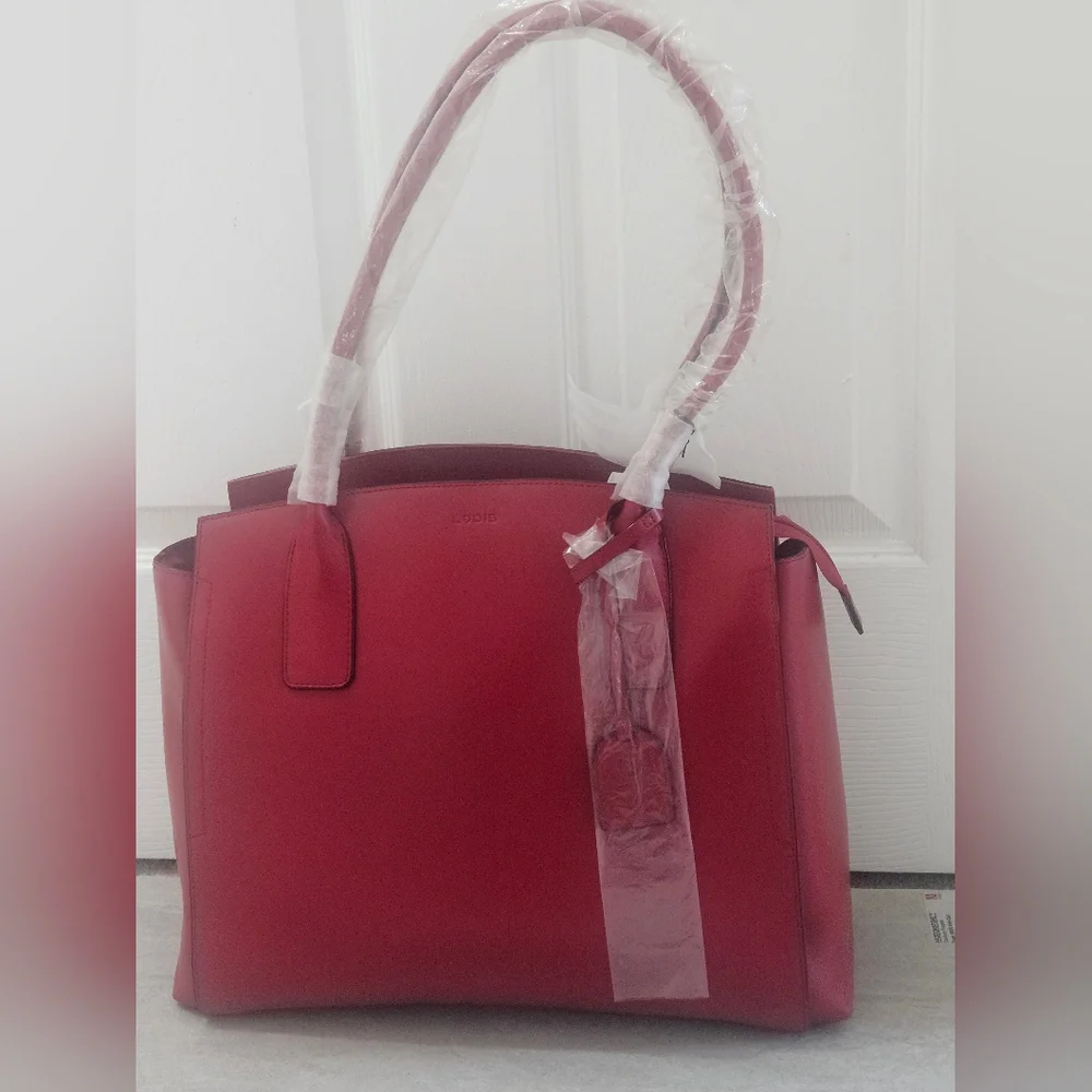 Lodis Red Leather.Audrey RFID Zola Tote